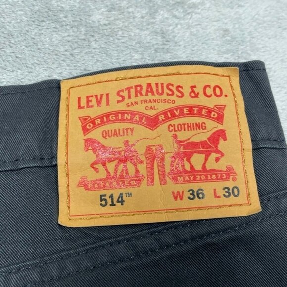 Levis 514 Mens Straight Stretch Jeans W36 L30 Charcoal a0993 - Picture 6 of 7